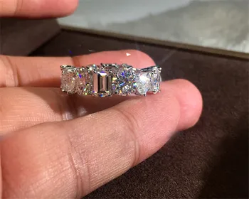 

Six cuts Daimond 925 SILVER ENGAGEMENT WEDDING Rings FOR WOMEN PAVE SETTING FULL white Sapphire gemstone ETERNITY BAND RING SET