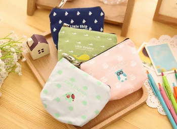 

Printing Happy Animal Canvas Coin Purse Korean Key Bag
