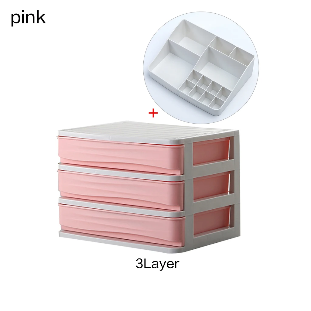 Ящик для макияжа, органайзер, коробка для хранения ювелирных изделий, шкатулка для ногтей, контейнер, держатель, чехол для макияжа, косметические коробки, контейнер, коробки, Новинка - Цвет: 1holder 3layer-pink