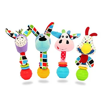 

2020 Lovely Plush Animal Hand Bells Baby Toys Toddler Baby Rattle Ring Bell Toy Early Educational Doll Gifts for Newborn Infant