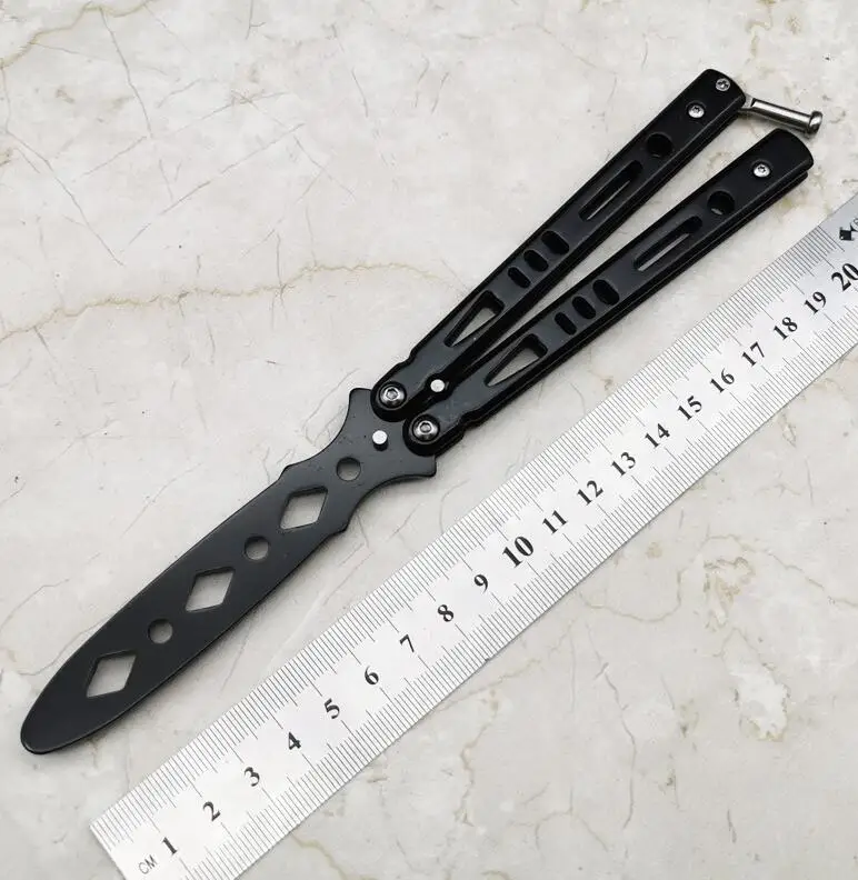 Металлический тренировочный нож из нержавеющей стали с бабочкой, тренировочный нож - Цвет: Black 2