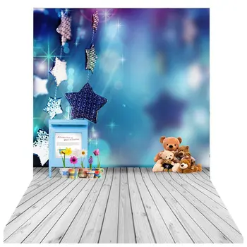 

1.5x2.1m Big Photography Background Backdrop Teddy Bear Potted Star Wooden Floor for Studio Professional Photographer