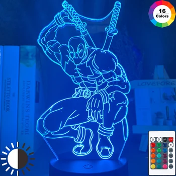 

3d Led Night Light Lamp Deadpool Figure Nightlight for Home Decoration Atmosphere Light Bedroom Table Night Lamp Gift