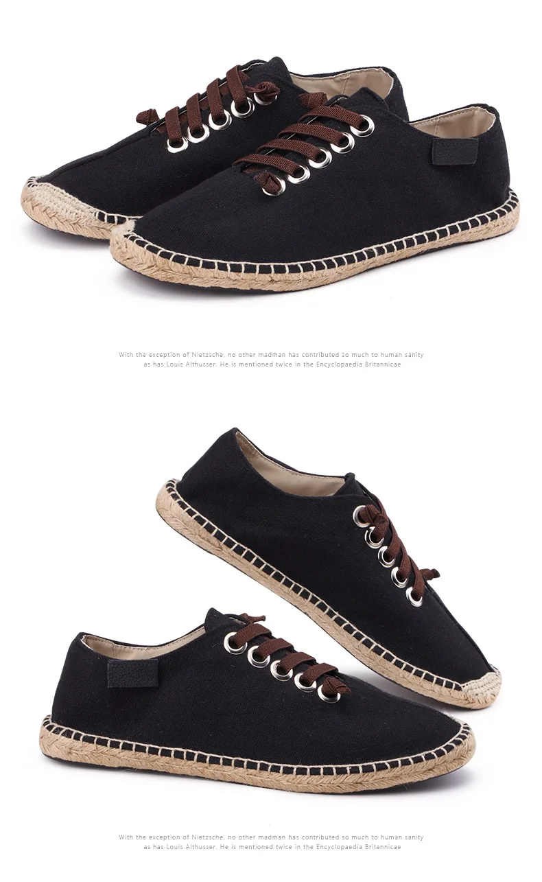 Spring Summer Boats Shoes Hemp Canvas Sneakers Lace Up Breathable Men's Flats Espadrilles Fashion Casual Driving Shoes