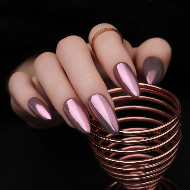 Nail Art Mirror Pigment Powder Nail Glitter Metallic Color Shining Rose Gold Metal Nail Polishing Chrome Dust For UV Gel