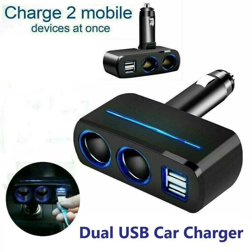 Cigarette Lighter Double Car Power Adapter Splitter Socket Car Accessories 2 Way DC 12V Car