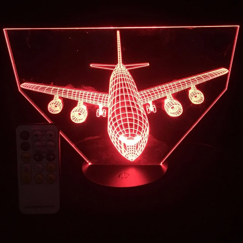 

Remote Control Air Plane 3D Light LED Table Lamp Illusion Night Light 7 Colors Changing Mood Lamp 3AA Battery Powered USB Lamp