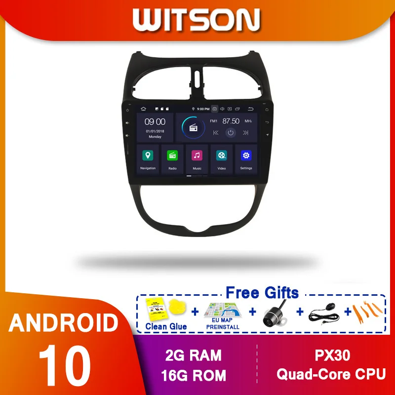 WITSON Android 10 0 Octa core PX5 автомобильный dvd плеер для PEUGEOT 206 IPS SCREEB 4 Гб RAM 64 ROM