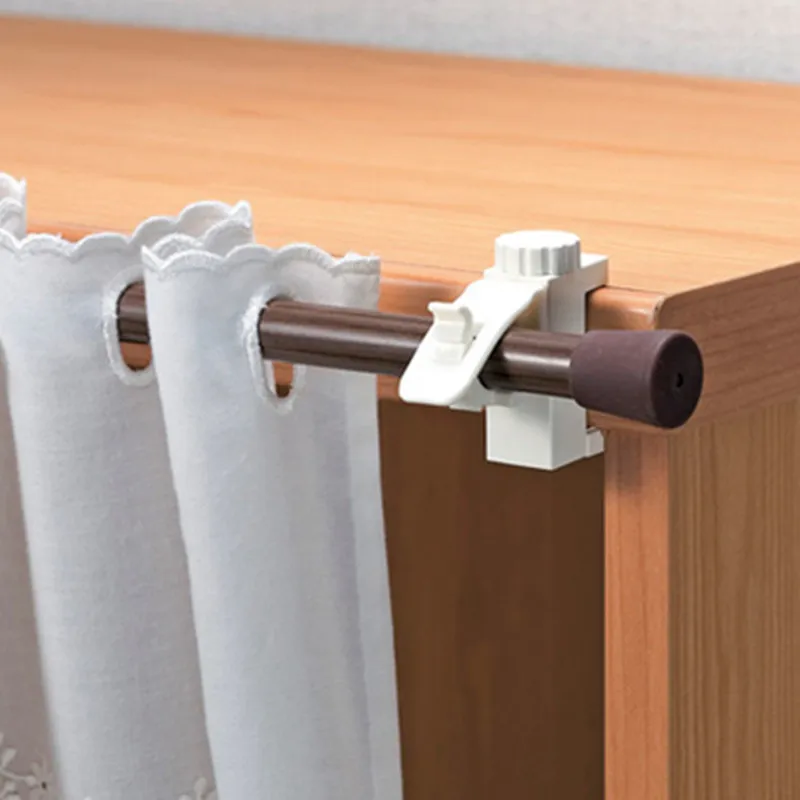 

1 Pair Adjustable Curtain Rod Brackets Curtain Pole Holder Bathroom Room Towel Bar Hook Holder Support Bathroom Accessories