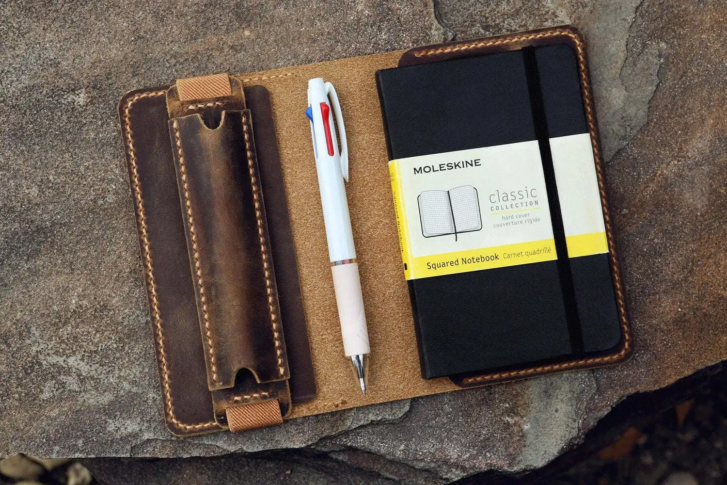Индивидуальный потертый кожаный чехол moleskine, карманный размер/кожаный чехол для moleskine Cahier Volant journal 3,5x5,5 ″