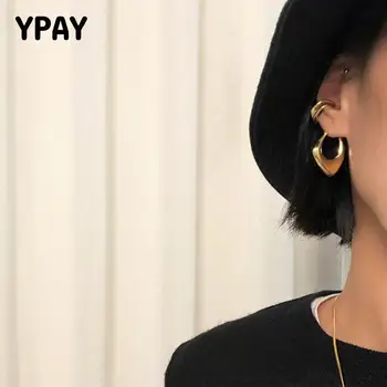 

YPAY 1PC 100% Genuine 925 Sterling Silver Hoop Earrings Women Japan Korea INS Irregular Earring Jewelry New Year Gifts YME650
