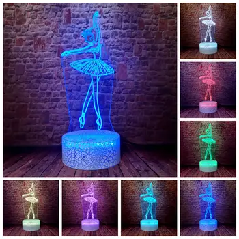 

Flashing Ballet Girls Figuras Model 3D LED Sleeping Nightlight Colorful Changing Light Dancer action & toy figures Party