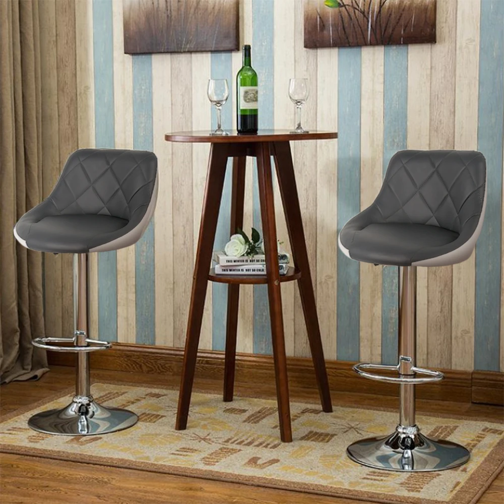 

2Pcs Modern Stylish Gray White Color soft Leather Bar Chairs Lift Adjustable Height Bar Stools Home Furniture Rotated Chair HWC