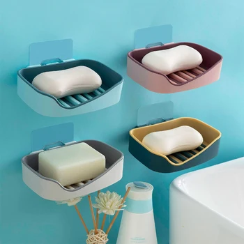 

Bathroom soap box storage rack free perforated shelf drain toilet soap rack household suction cup wall-mounted soap box