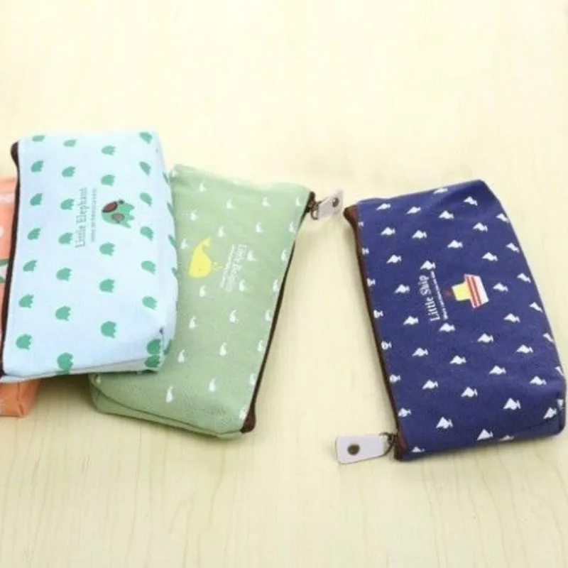 

Cute Pen Bag for Girls Cute Dot Stripe Stationery School Supplies Hedgehog Polar Bear Tree Whale Flowers Kawaii Pencil Case