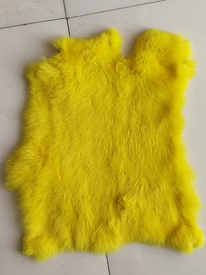 yellow Многоцветный настоящий кроличий мех, распродажа, цельный пушистый кроличий мех, кожаный мех, сделай сам, домашний декор, аксессуары для одежды, высокое качество - Цвет: yellow