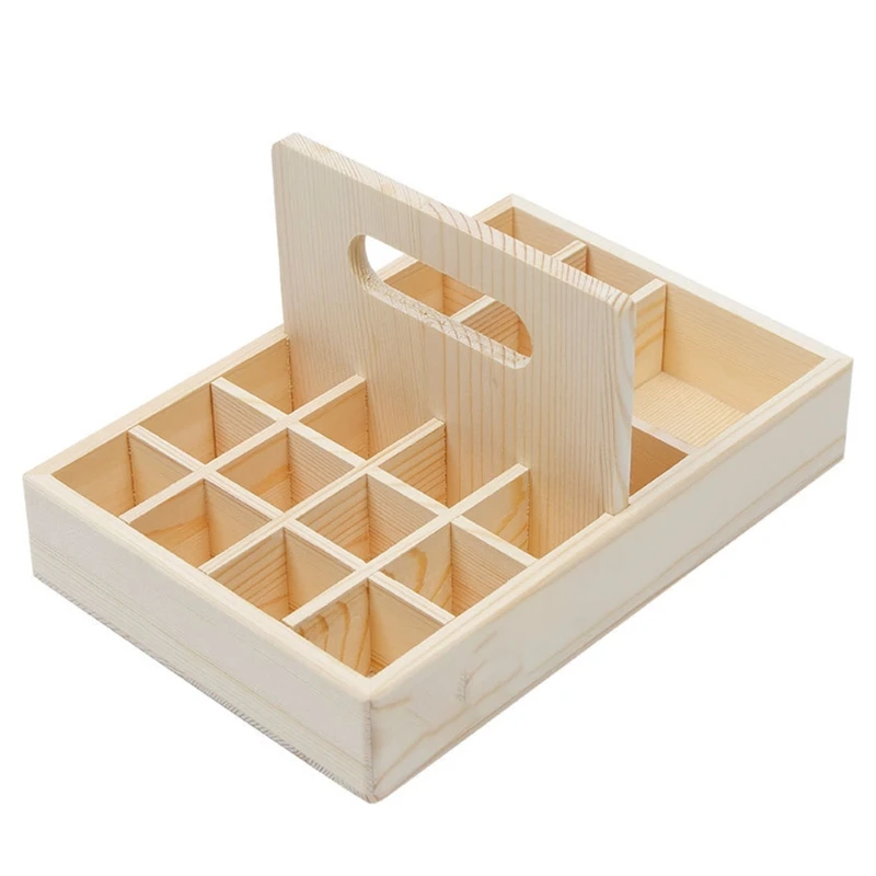 X7AB Essential Oil Storage Box Case Wooden Organizer Holds 21 Bottles with Handle | Дом и сад