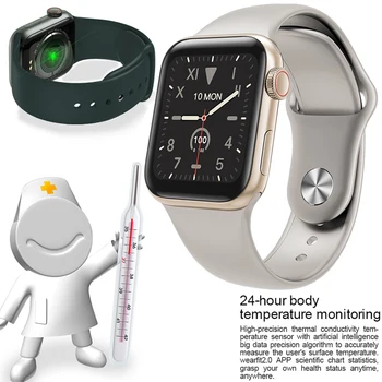 

Smart watch W58pro measurement body temperature Heart rate blood pressure sport Tracker Fitness smart bracelet for Apple Android