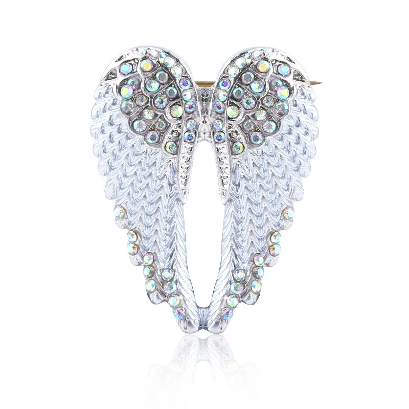Crystal angel wings brooch