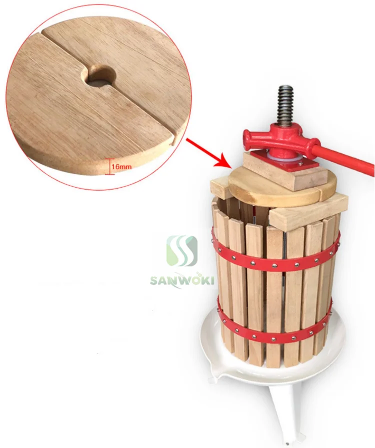 6L Manual grape presser machine winery wine juicer machine apple juice maker machine wooden basket pear squeezer machine 5