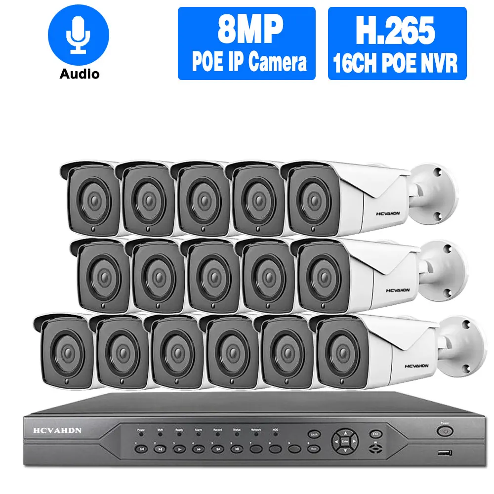 8CH 4K POE NVR комплект 5MP камера видеонаблюдения системы безопасности наружный