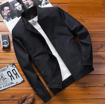 

Drop Shipping Men's Zipper Jacket Male Casual Slim Fit stand-up collar fashion black Coat Men Clothing 4XL 2019 new clothing