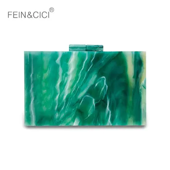 

Green marble acrylic clutch women plastic chain box stone purse bag girl vintage retro evening party handbag 2019 summer bag