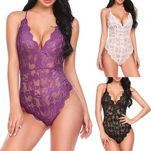 Сексуальное женское белье Для женщин платье "бэби долл" с открытой спиной комбинезон Эротические Цветочные нижнее белье в виде купальника и Дамское белье para mulheres кружевной сексуальный популярный Слинг Пижама в виде боди D35