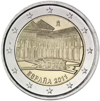 

Spain 2011 Alhambra Palace 2 Euro Real Original Coins True euro Collection commemorative coin Unc