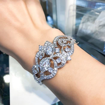 

JINYAO Gorgeous White Gold Color Zircon Women Wrist Bangle Bracelet For Women Fashion Gift Jewelry