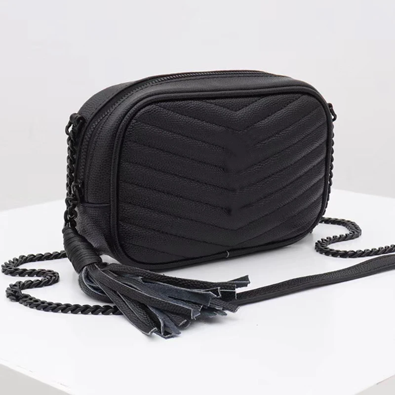 

2020 new QUILTED CHAIN single shoulder slant span women's bag camera bag small square bag mobile phone bag leather Mini Bag