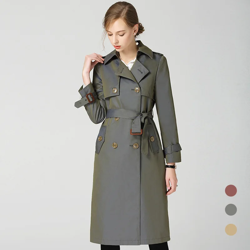 

2020 Fashion Women Trench Coat Autumn Long Femel Coat Plus Size xl Button Women Clothes Turn-Down Collar Windbreak S M L XL