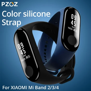 

PZOZ For Xiaomi Mi Band 2 3 Sport Strap Smart Watch Silicone Wrist Strap Mi Band 3 4 Screen Protector Bracelet Strap WristStrap
