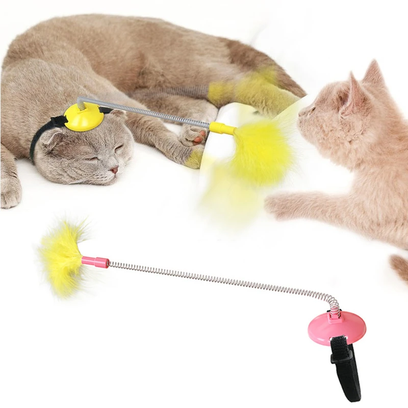 

Pet Feather Toy Cat Stick 360° Self Rotating Self-amused Interactive Bounce Stick Toys Pet Supplies