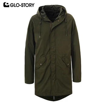 

GLO-STORY Mens Basic Long Cotton Trench Coat Men 2020 Spring Casual Adjustable Waist Streetwear Jacket Coats MSX-3791