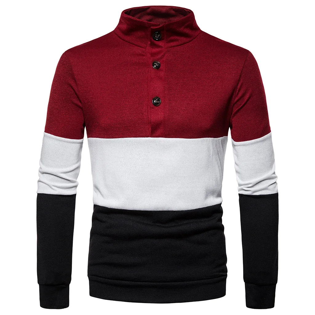 

PUIMENTIUA Men's large size pullover sweater long sleeve sweater coat casual sweater single button men's turtleneck sweater NEW