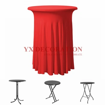 

Nice Looking Pleated Cocktail Spandex Table Cover Stretch Table Cloth For Banquet Event Wedding Decoration
