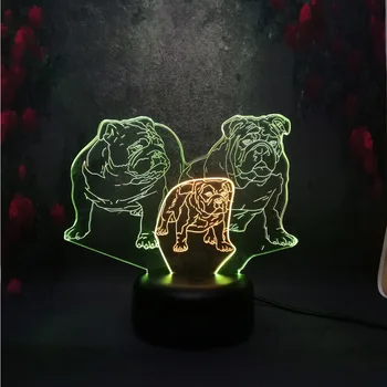 

Illusion Visual LED 3D Stereo Table Lamp Dog Pooch Family Model Mixed 7 Color Dimming Change Creative Night Light Decor Gift USB