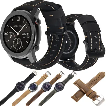 

20 22mm strap for Huami Amazfit GTR 42 47mm/Amazfit GTS/Amazfit 2/2S Crazy Horse leather watchband replace Easyfit accessories