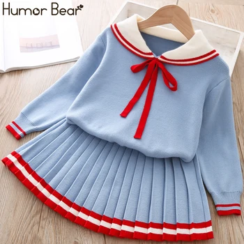 

Humor Bear Girls Clothes Suit Autumn Winter New College Style Girls Sweater + Skirt Sets For 2-6T 2019 Children Clothes For Girl