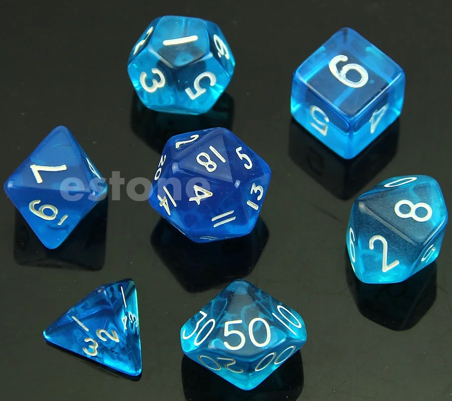 Синий 7-кости Двусторонняя D4 D6 D8 D10 D12 D20 Magic-сбора D&D ролевой игры поли игровой набор синего цвета - Цвет: Синий