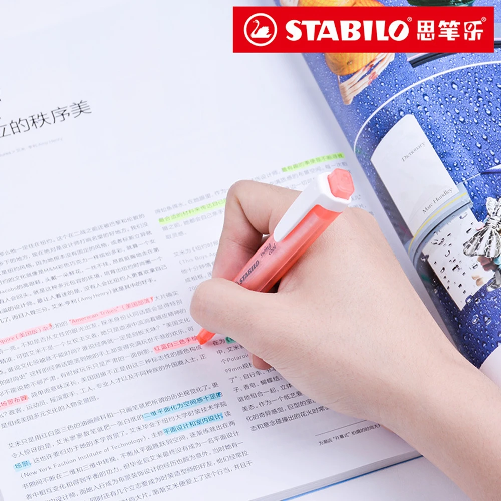 Stabilo качели хайлайтер 8 цветов пастельные хайлайтеры толщиной 3 мм текстовый