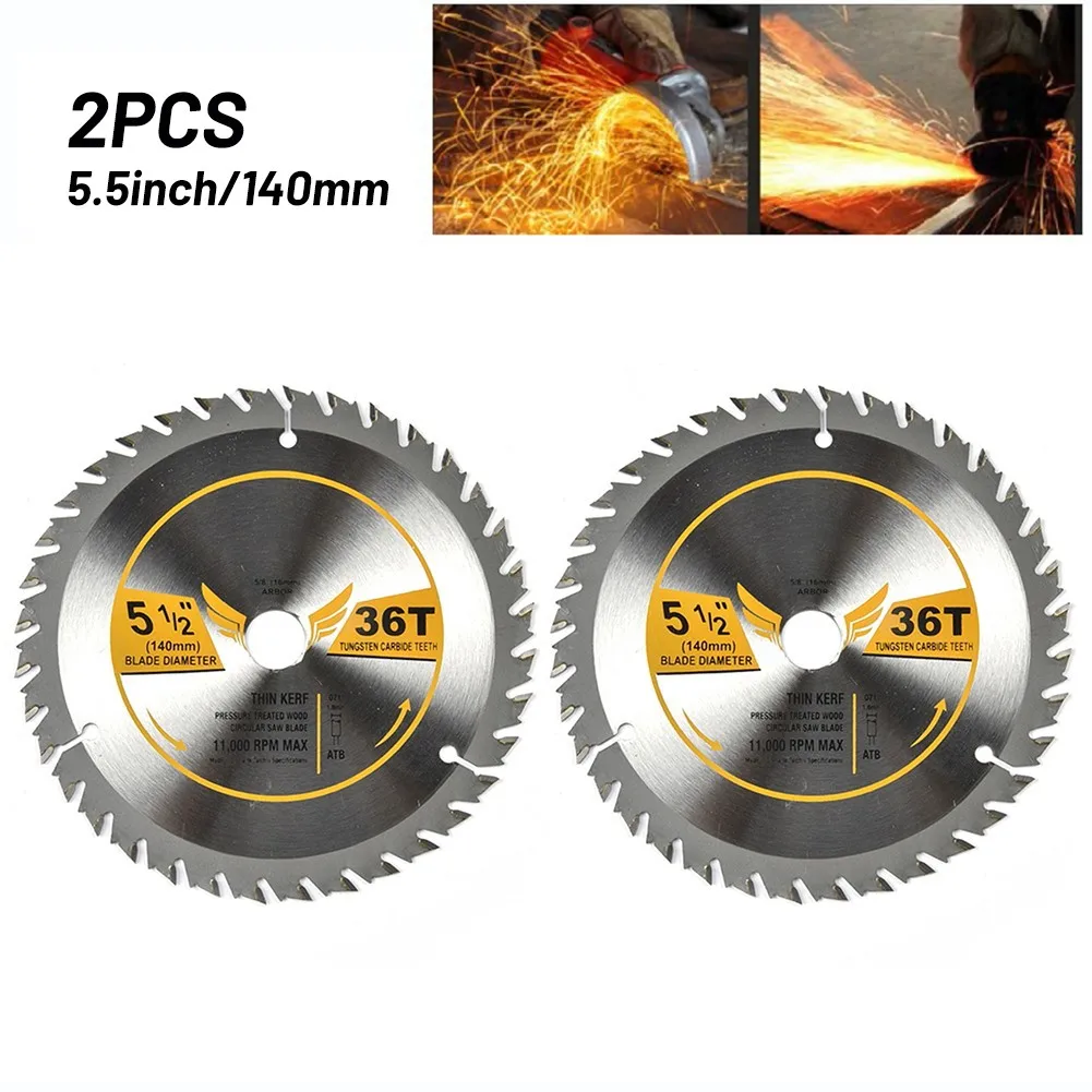 2Pcs 140mm Circular Saw Blade Wood Cutting Disc For Metal Chipboard