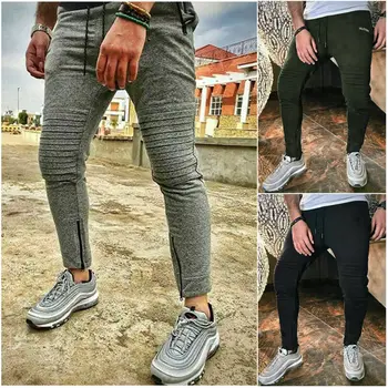 

New Fashion 2019 Men's Casual Solid Slim Fit Sport Long Pants Male Running Joggers Gym Sweatpants Plus Size