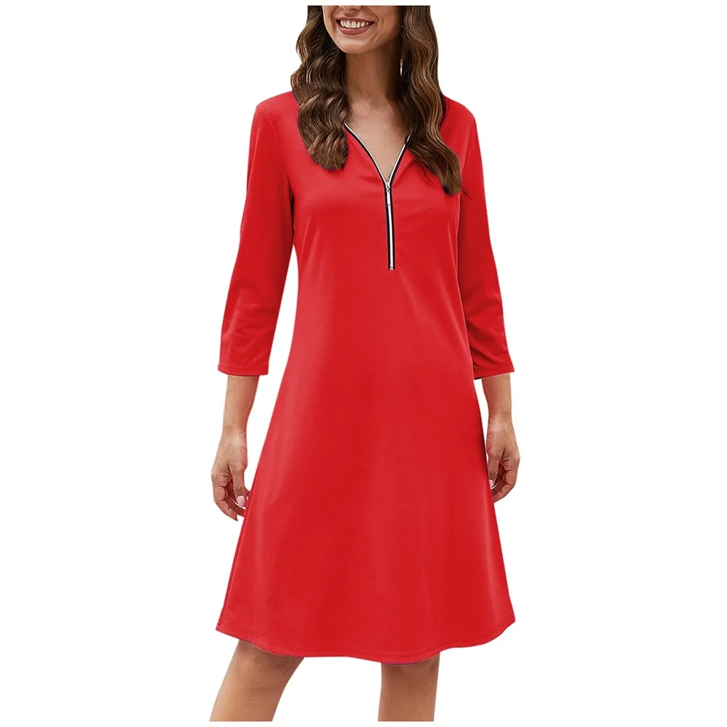 Женское платье, vestidos femininos, женская мода, roupa feminina, одноцветное, с принтом, на молнии, свободное, с длинным рукавом, платье