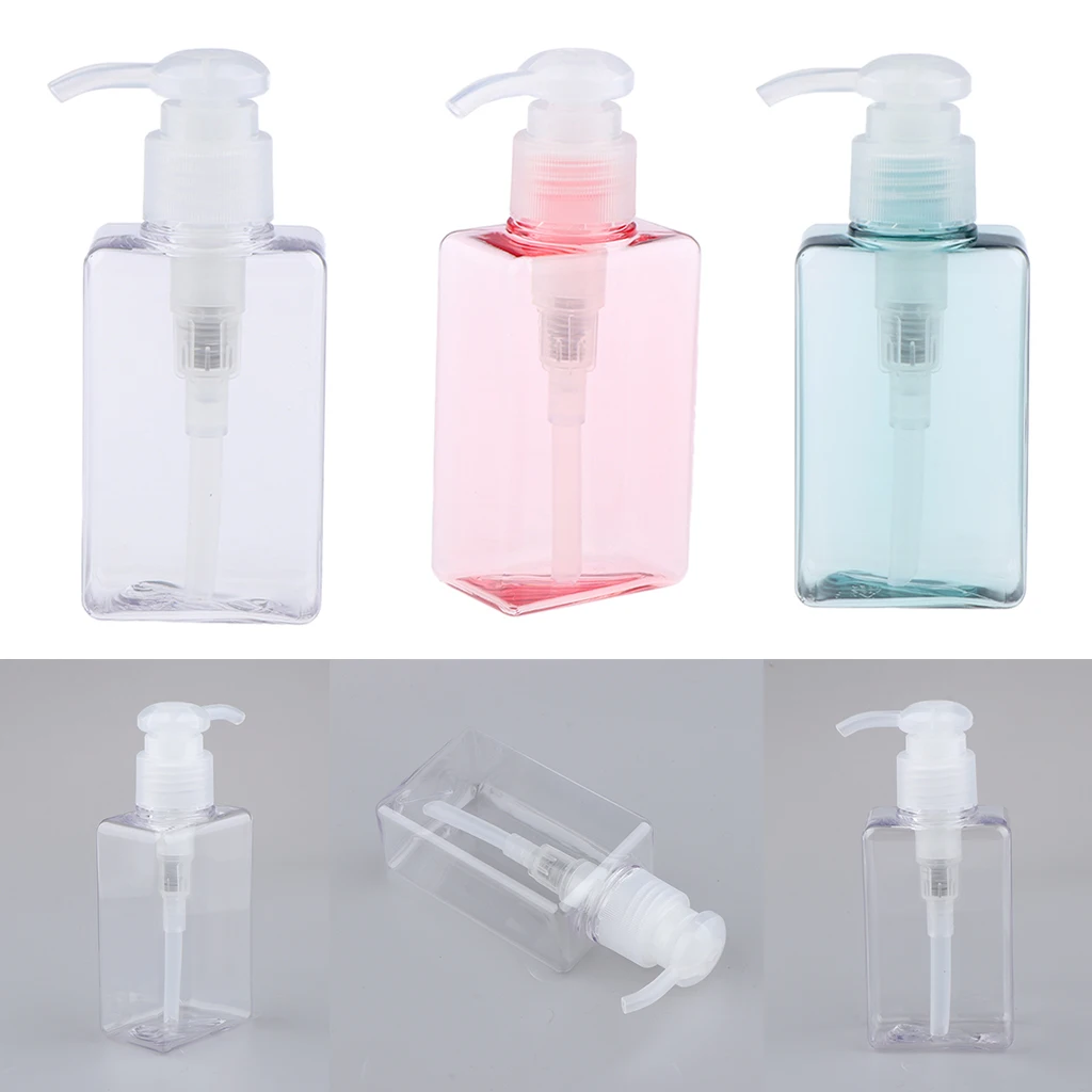 3PCS/set Empty Square Bottle Set with Pumps, 100Ml, for Shampoo, Conditioner, Liquid Soap, Lotions