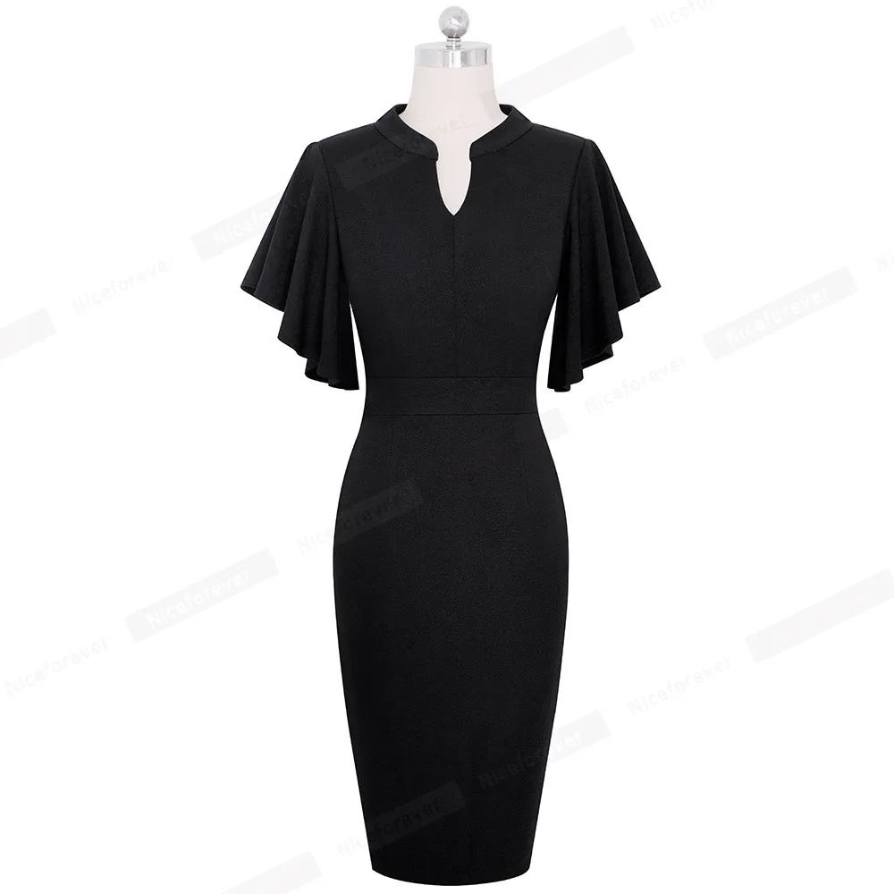 Хорошее-forever, винтажное, одноцветное, элегантное, офисное, для работы, vestidos, бизнес, вечерние, облегающее, с рюшами, женское платье-карандаш, B572