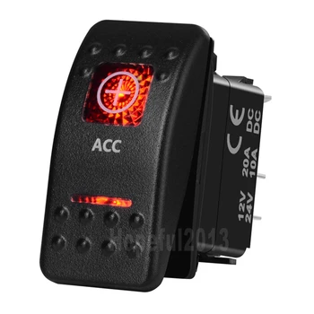 

Acc Car Boat SPST Rocker Toggle Switch Red Led 5 Pins On Off 12V 20A 24V 10A for Carling ARB Narva 4x4 Style