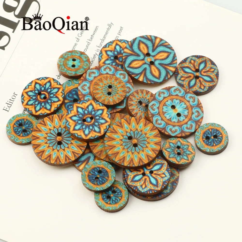 Description Picture 3 of item50pcs 15/20/25mm Natural Wooden Round Painted Sewing Button For Clothing Decoration Scrapbook Diy Home Sewing Accessories