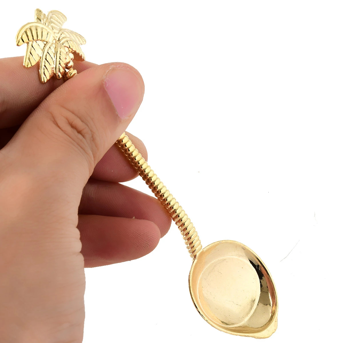 Cuchara de té de aleación de Zinc, cuchara de café dorada, estilo árbol de coco Tropical, accesorios de moda, juego de cocina de 10,5 cm